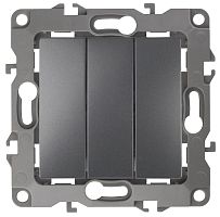 Выключатель без рамки Эра S12 3-кл 10А графит картинка